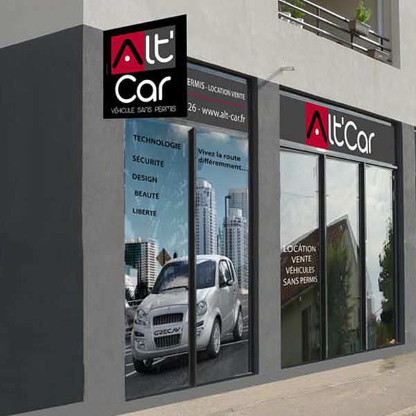 alt car réalisation de la vitrine en collaboration avec l'agence pixart images