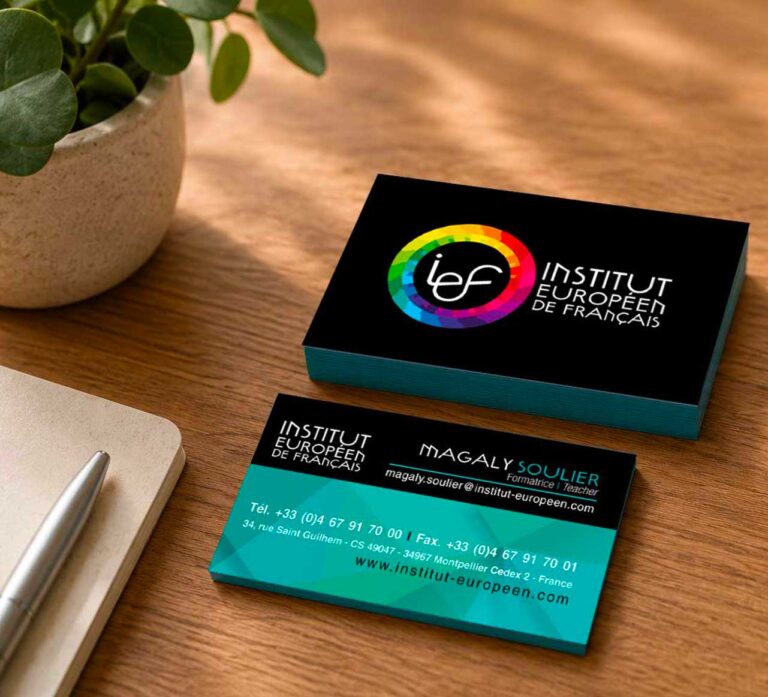 institut européen de francais creation des cartes de visite et de la charte graphique en collaboration avec l'agence pixart images