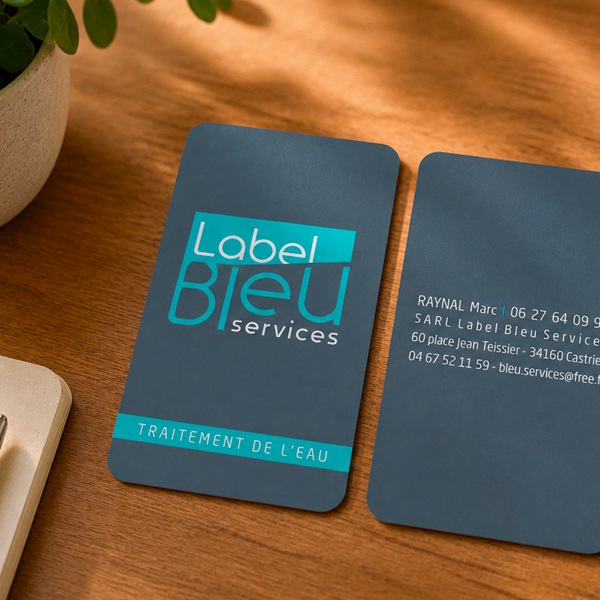 label bleu services création cartes de visite