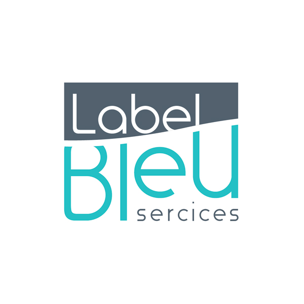 label bleu service création du logo
