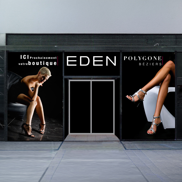 polygone beziers réalisation de la vitrine eden en collaboration avec l'agence pixart images