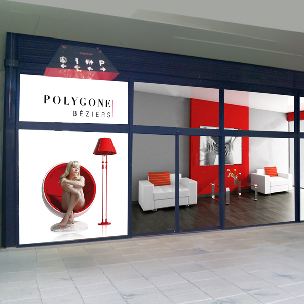 polygone beziers réalisation d'une vitrine en collaboration avec l'agence pixart images