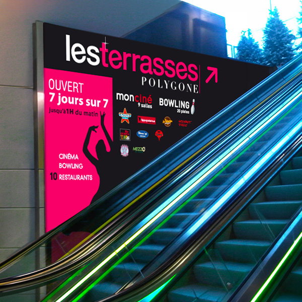 polygone beziers réalisation marquage escalator en collaboration avec l'agence pixart images
